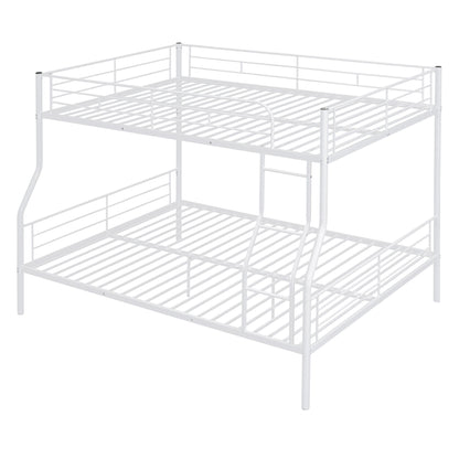Full Long Over Queen Metal Bunk Bed - White