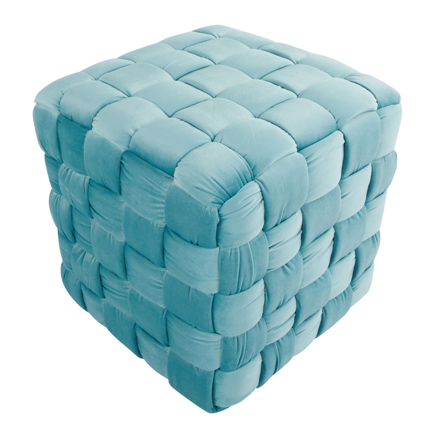 Square Braided Ottoman - Ice Blue