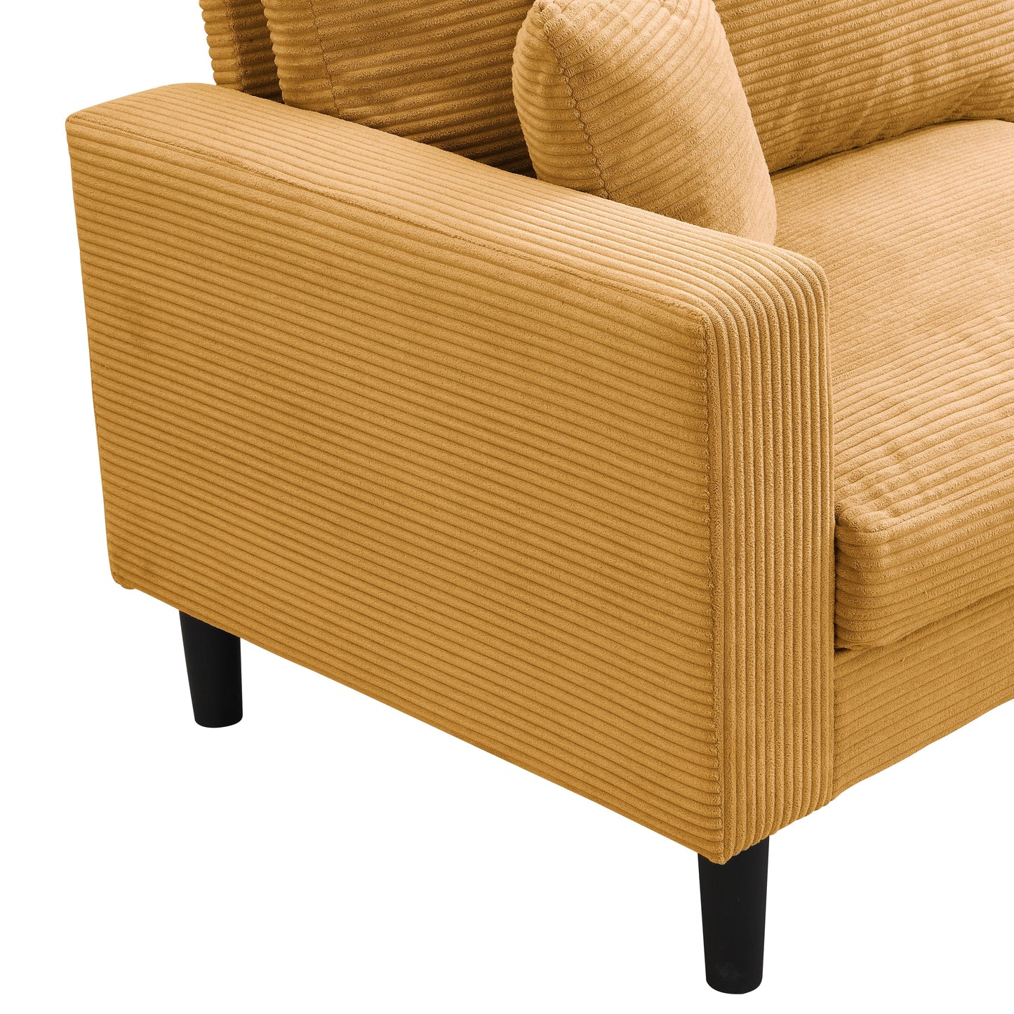 Modern Upholstered 2 Piece Sofa Set, Comfy Corduroy For Living Room And Small Spaces - Orange
