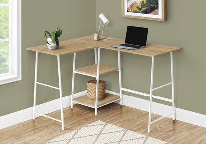 Computer Desk, Home Office, Corner, Storage Shelves, L-Shape, Work, Laptop, Contemporary, Modern - Natural