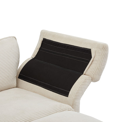 Modern Corduroy, Loveseat Sofa, Deep Seat Sectional Sofa With Ottomans Comfortable Cloud Sofa For Living Room, Apartment, Office, Couch - Beige
