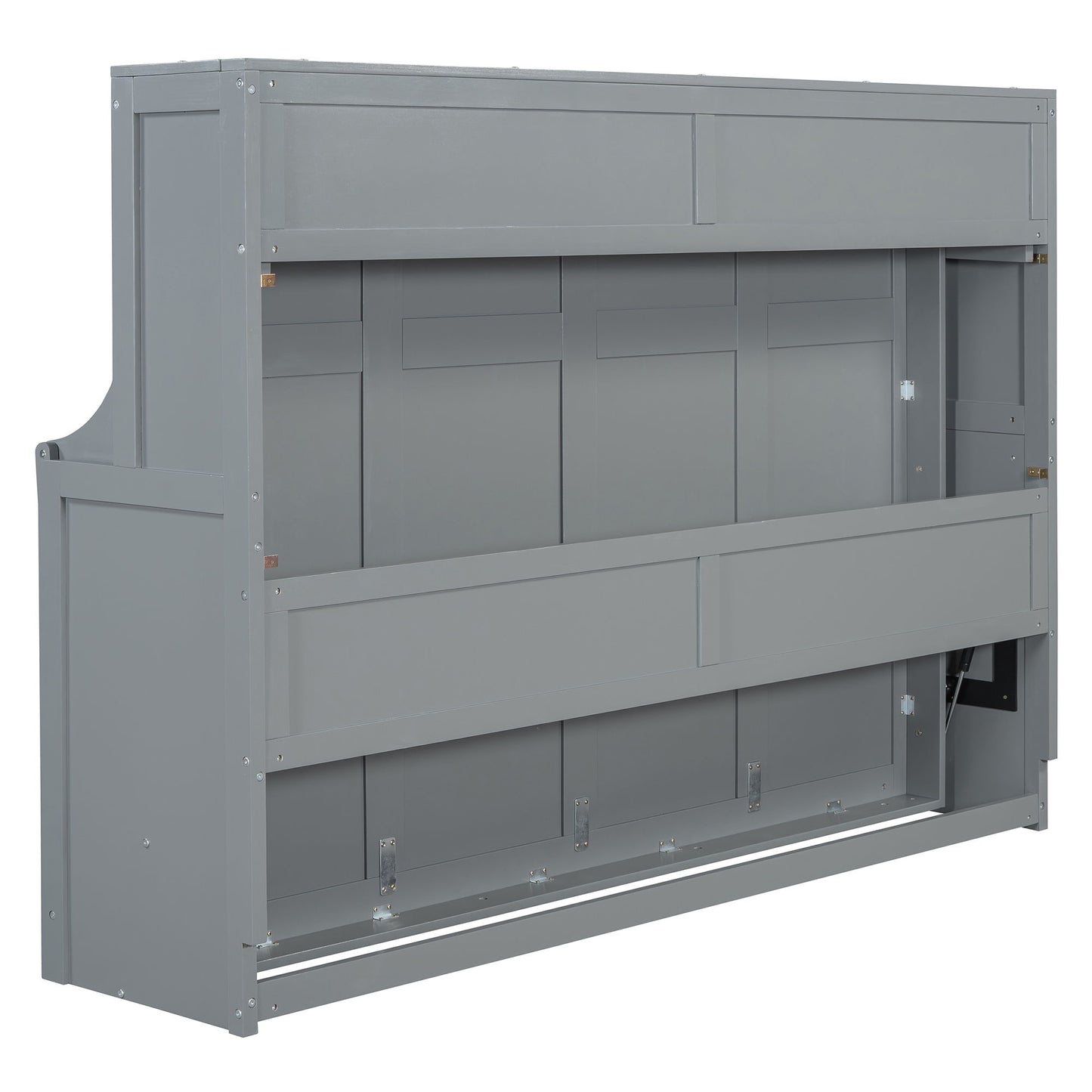 Full Size Murphy Bed With Hydraulic Lift & Desk Design - Gray