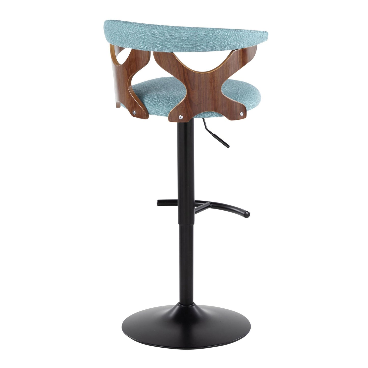 Gardenia - Contemporary Adjustable Barstool With Swivel With Rounded T Footrest (Set of 2) - Black / Walnut / Teal