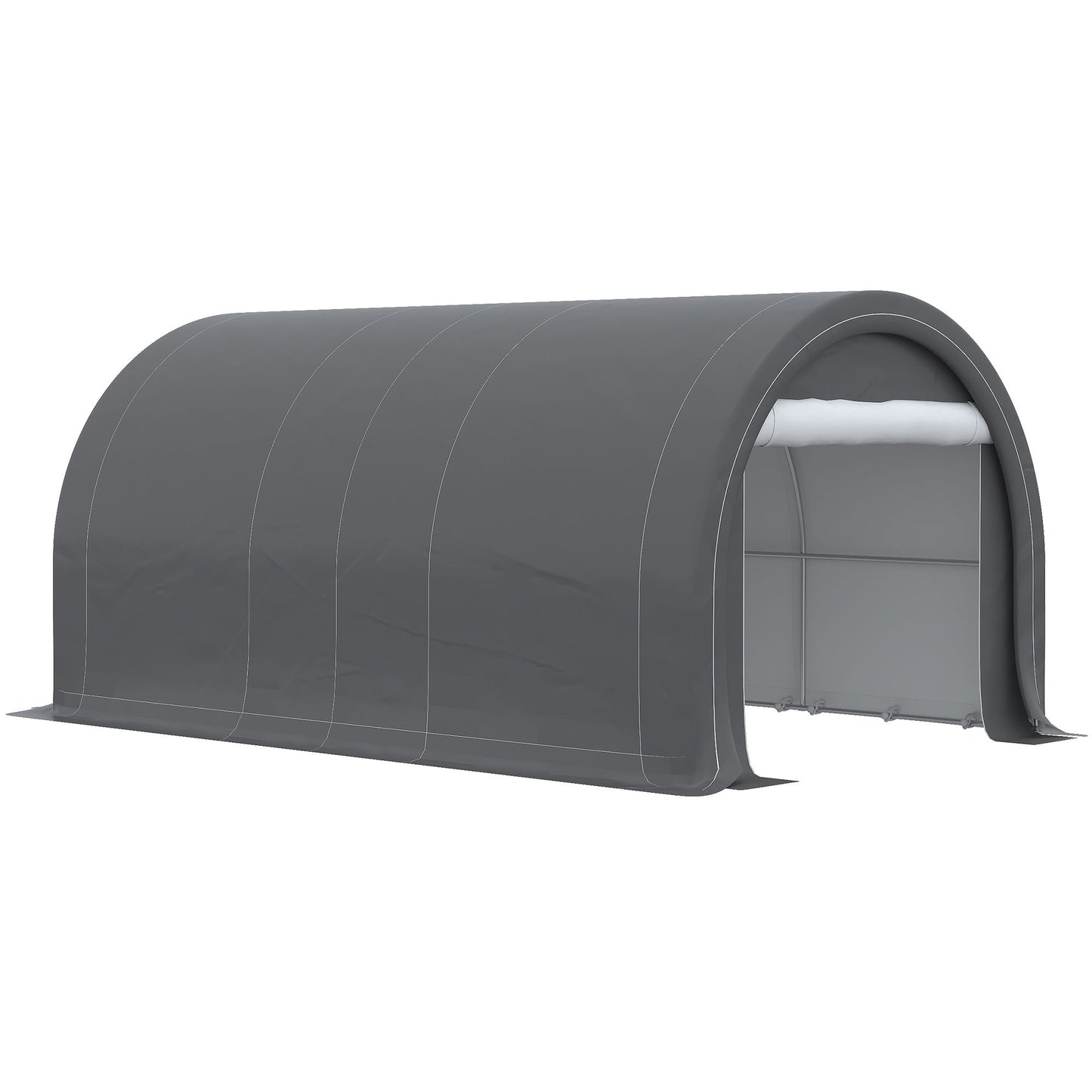 Outsunny - 10' x 16' Carport, Heavy Duty Portable Garage Storage Tent With Large Zippered Door, Anti-Uv Pe Canopy Cover For Car, Truck, Boat, Motorcycle, Bike, Garden Tools, Outdoor Work - Gray
