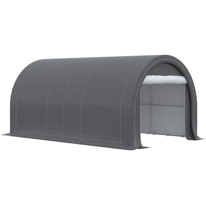 Outsunny - 10' x 16' Carport, Heavy Duty Portable Garage Storage Tent With Large Zippered Door, Anti-Uv Pe Canopy Cover For Car, Truck, Boat, Motorcycle, Bike, Garden Tools, Outdoor Work - Gray