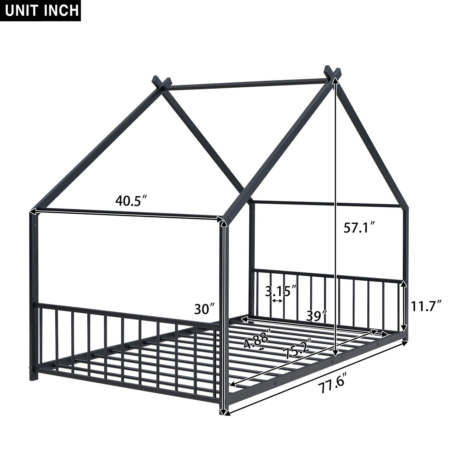 Twin Size House Bed - Black