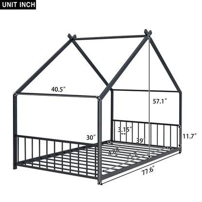 Twin Size House Bed - Black
