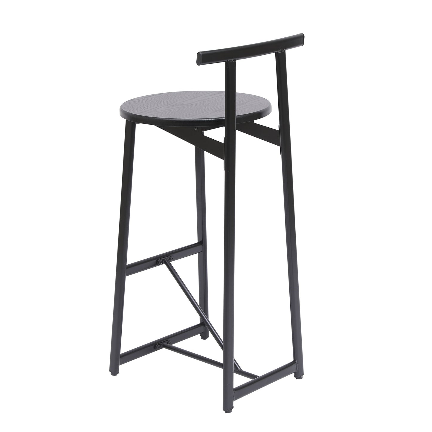 Modern Kitchen Bar Stools (Set of 3) With Footrest - Black