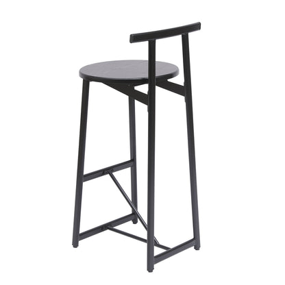 Modern Kitchen Bar Stools (Set of 3) With Footrest - Black