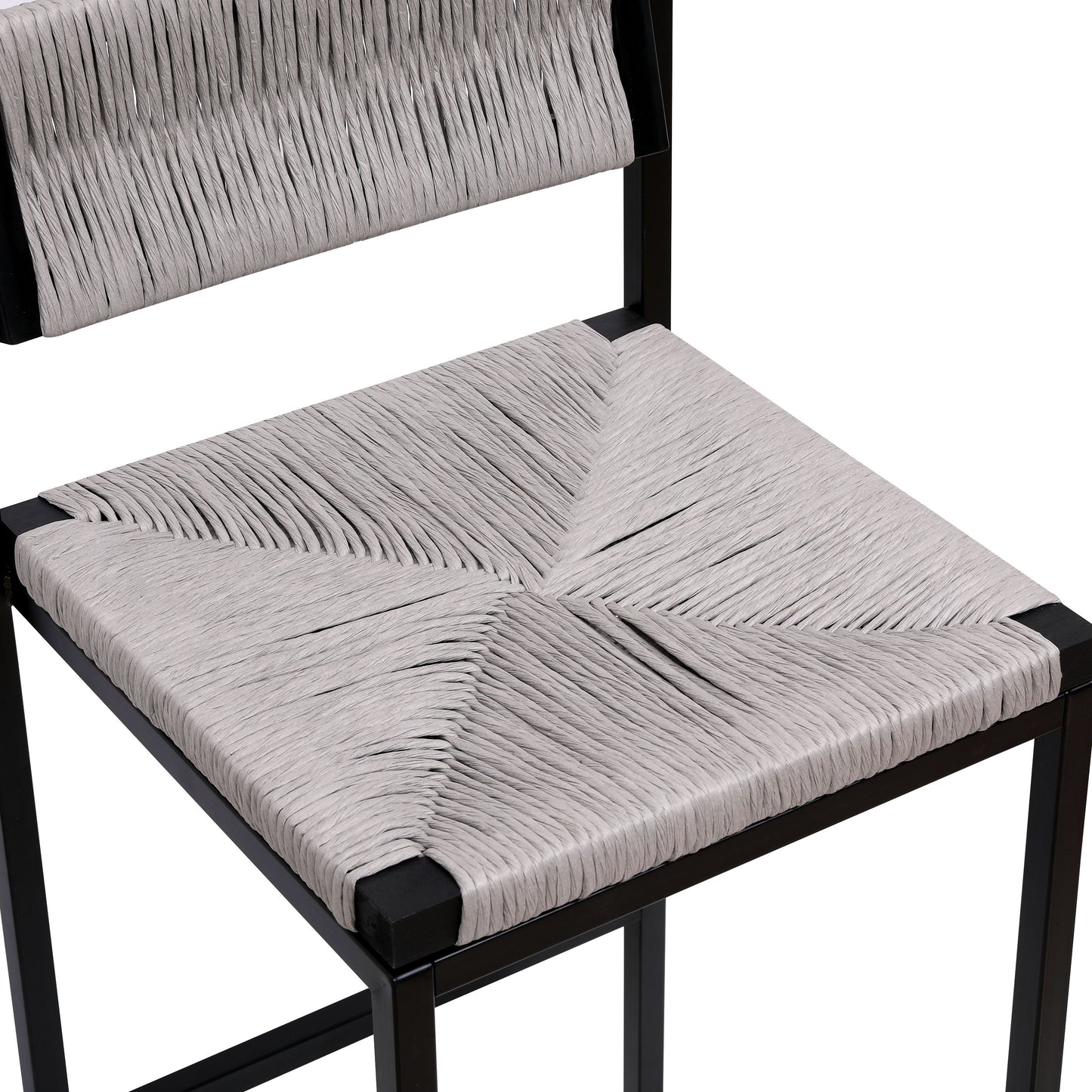 Hand Weave Bar Stools With Back Counter Height Bar Chairs (Set of 2), Paper Rope Woven Dining Stool For Kitchen, Home & Office - Gray