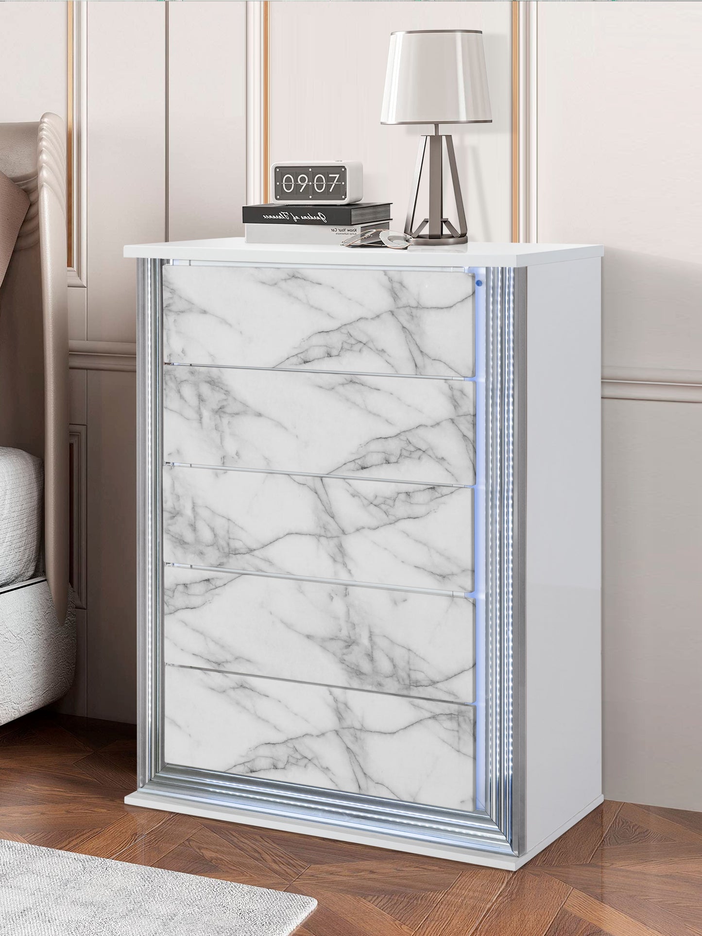 Moon - Chest With LED - White Marble