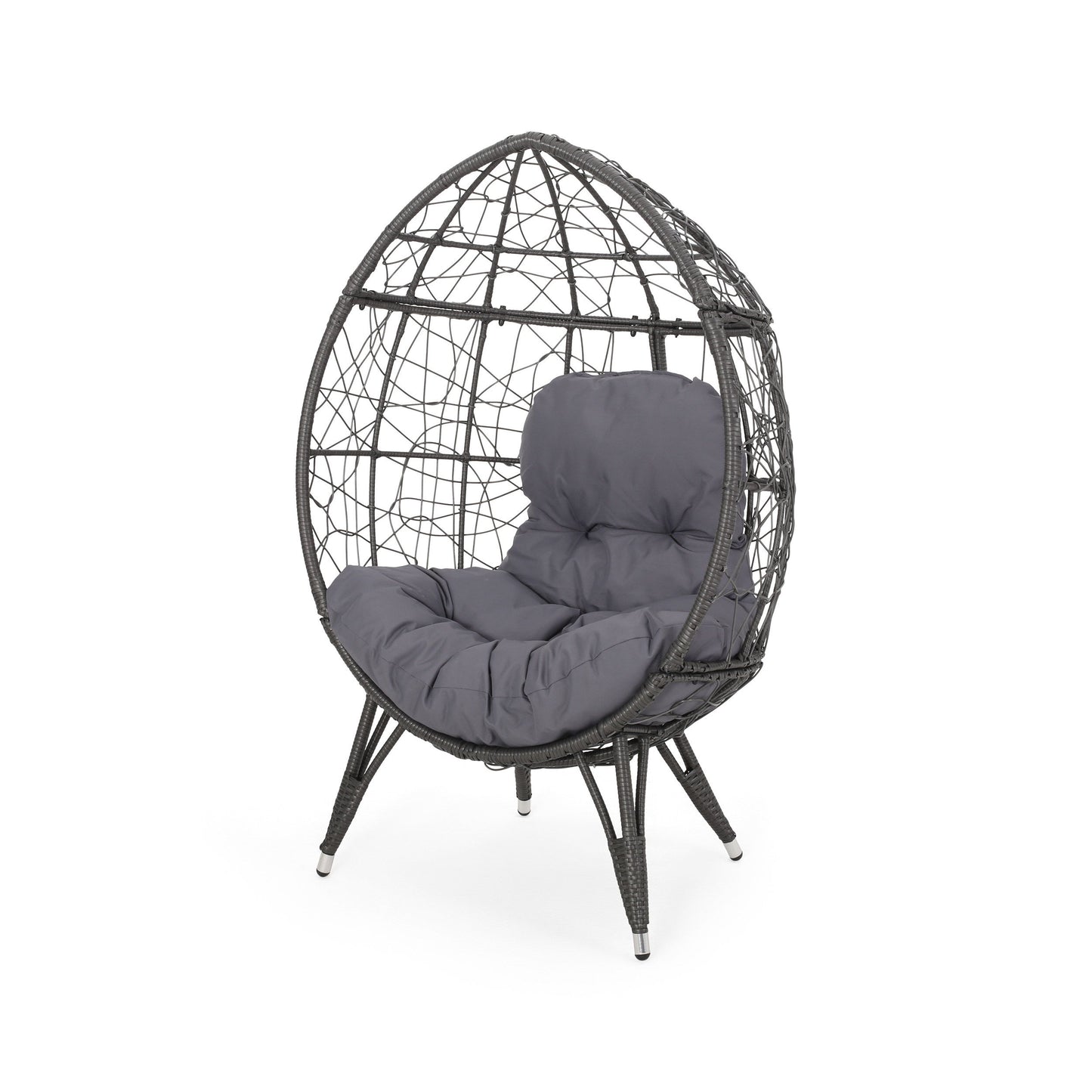 Cosmos - Round Hammered Iron Teardrop Chair - Gray