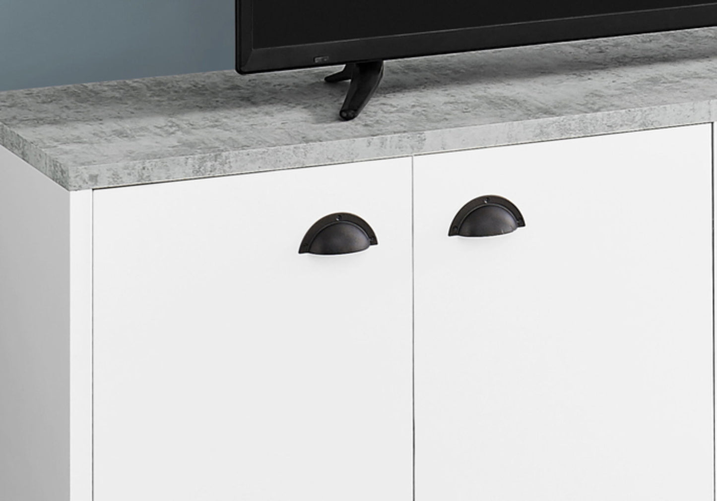 TV Stand, Console, Media Entertainment Center, Storage Cabinet, Contemporary, Elegant Design - White