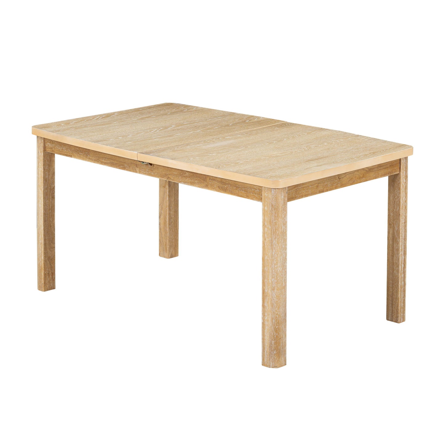 Topmax - Rustic Extendable Dining Table Set With Removable Leaf, 6 Upholstered Armless Dining Chairs And 2 Padded Arm Chairs, 9 Pieces - Natural