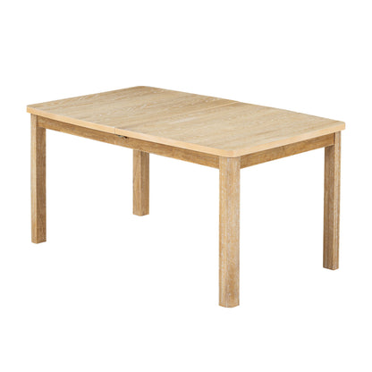 Topmax - Rustic Extendable Dining Table Set With Removable Leaf, 6 Upholstered Armless Dining Chairs And 2 Padded Arm Chairs, 9 Pieces - Natural