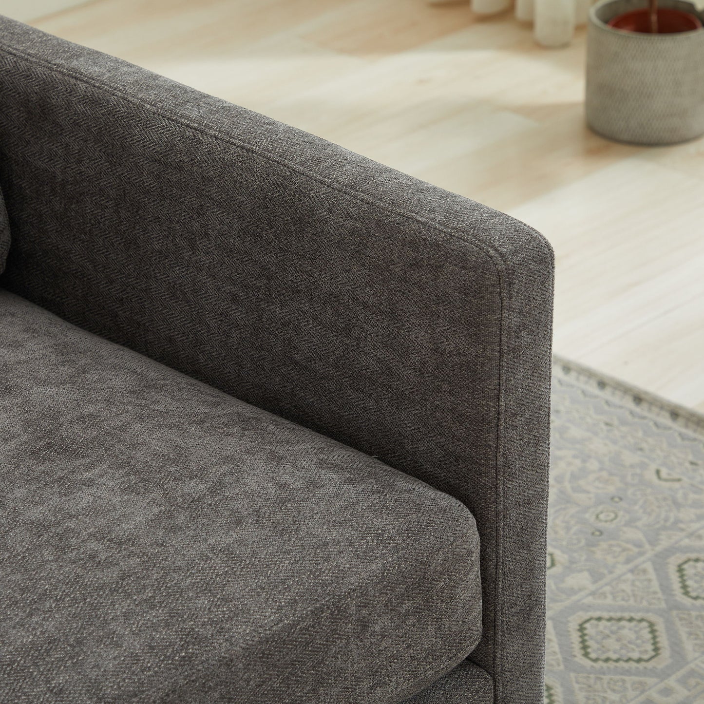 Modern Square Upholstered Swivel Accent Chair With Chenille Fabric - Charcoal