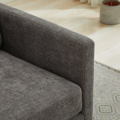 Modern Square Upholstered Swivel Accent Chair With Chenille Fabric - Charcoal