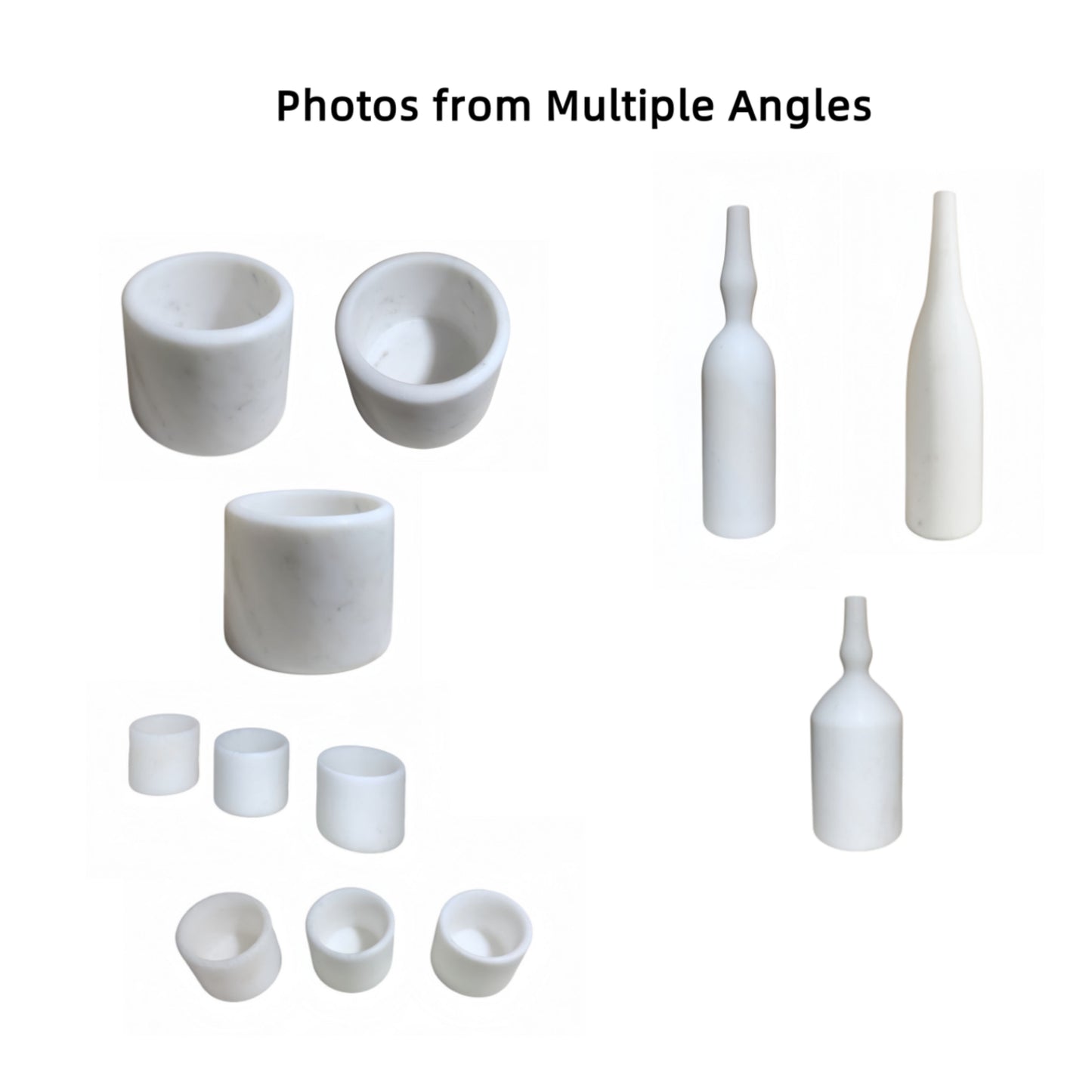Luxury Natural Marble Living Room Accessories Set, 7 Pieces, Genuine Real Marble - White