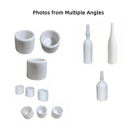 Luxury Natural Marble Living Room Accessories Set, 7 Pieces, Genuine Real Marble - White