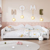 Full Size Upholstered Daybed, Sherpa Fabric Sofabed With Cloud-Shaped Backrest, No Box - Spring Needed - White