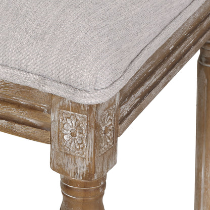 Vintage French Country Dining Chair Set With Cane Backrest, Upholstered Seats - Light Gray