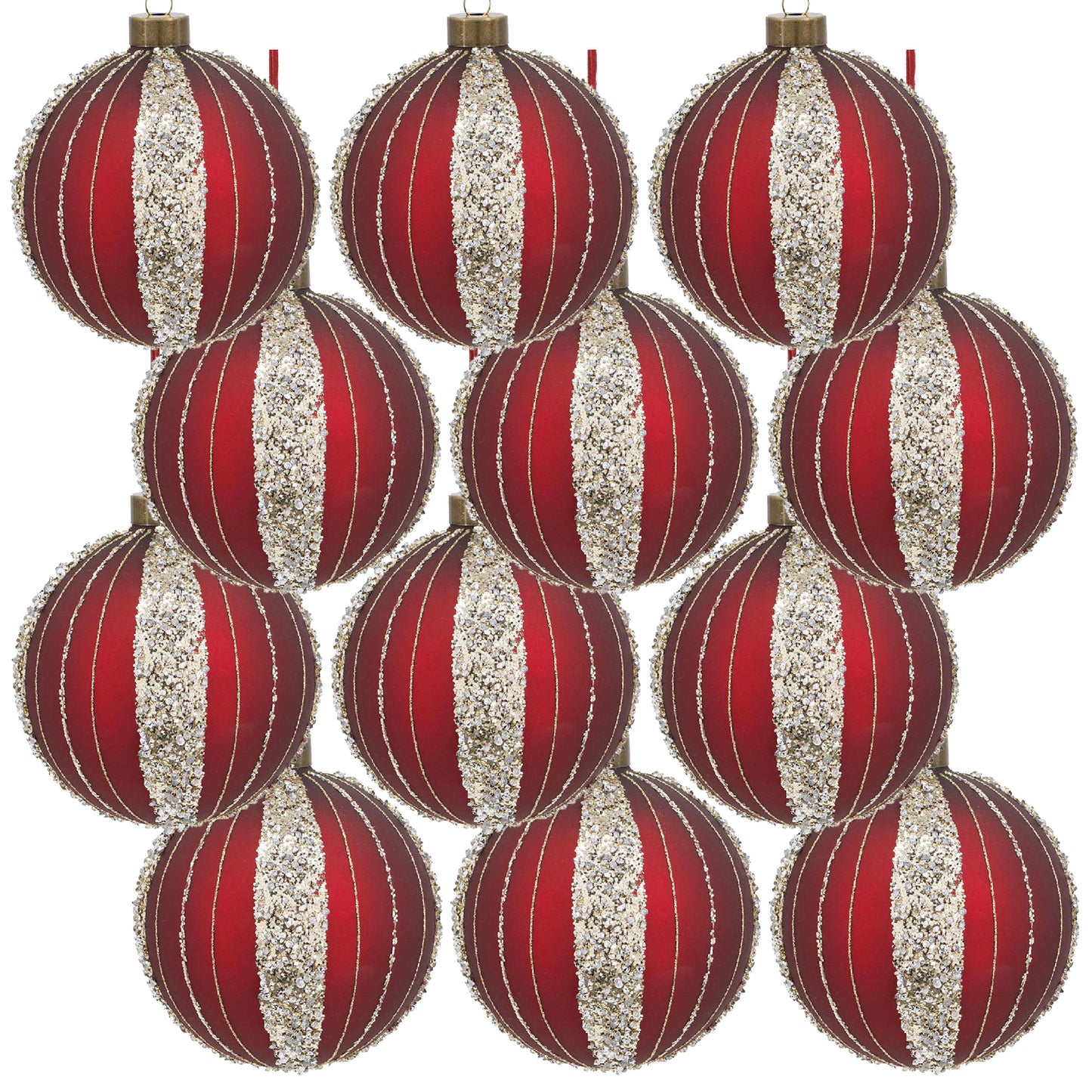 Christmas Ball Ornaments, Decorative Hanging Ball Christmas Tree Ornaments For Holiday Decorations (Set of 12) - Red