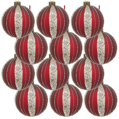 Christmas Ball Ornaments, Decorative Hanging Ball Christmas Tree Ornaments For Holiday Decorations (Set of 12) - Red