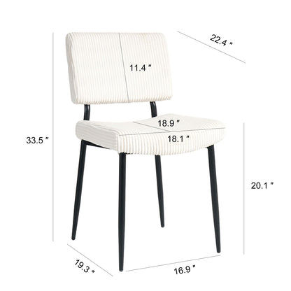Modern Dining Chair Fabric Upholstered Chairs With Black Metal Legs For Home And Bedroom (Set of 2) - Beige