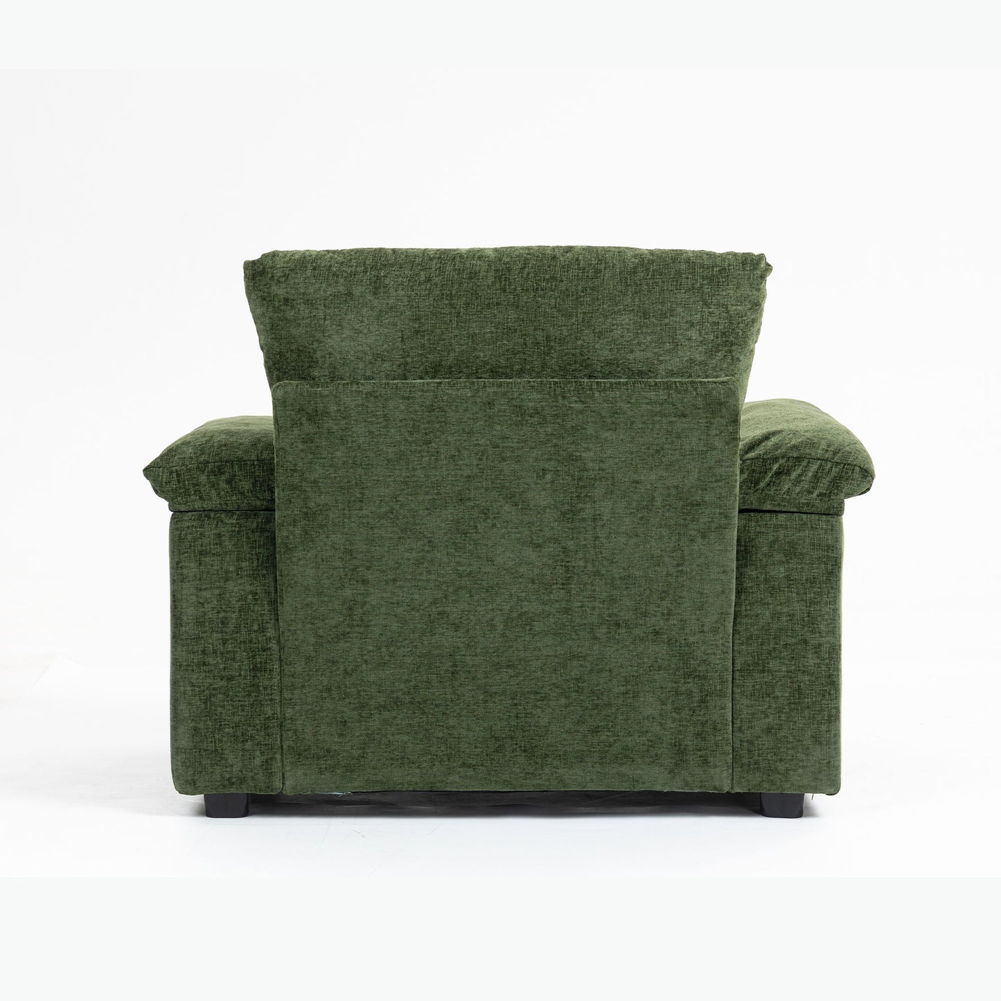 Modern Oversized Chair With Ottoman, Chenille Fabric Sofa Bed, Accent Chair Comfy Sofa With Cupholders And USB Charging Ports Chair For Living Room, Bedroom, Apartment - Green
