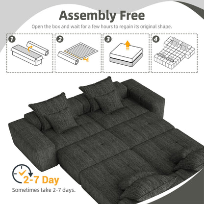 Modern Oversized Modular Sectional Sofa, Sparkling Chenille Fabric Soft Cushion Sofa With 8 Pillows, 8 Pieces Diy Combination Tufted Sofa, No Assembly Required - Black