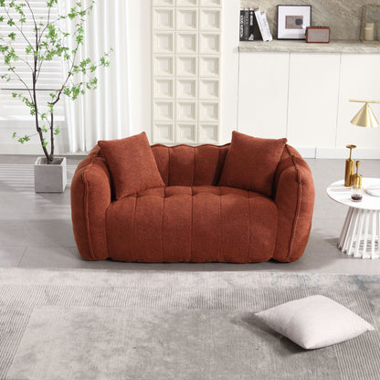 Soft Beanbag Chair With High Resilience Foam Core For Two People, The Comfortable Square Recliner Sofa Is Ideal For Family Members And Friends Engaged In Games, Reading, Watching TV - Red / Brown