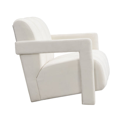 Modern Minimalist Leisure Armchair With L Shaped Armrests For Living Room - White