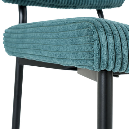 Modern Upholstered Dining Chair Set With Black Metal Legs (Set of 2) - Turquoise
