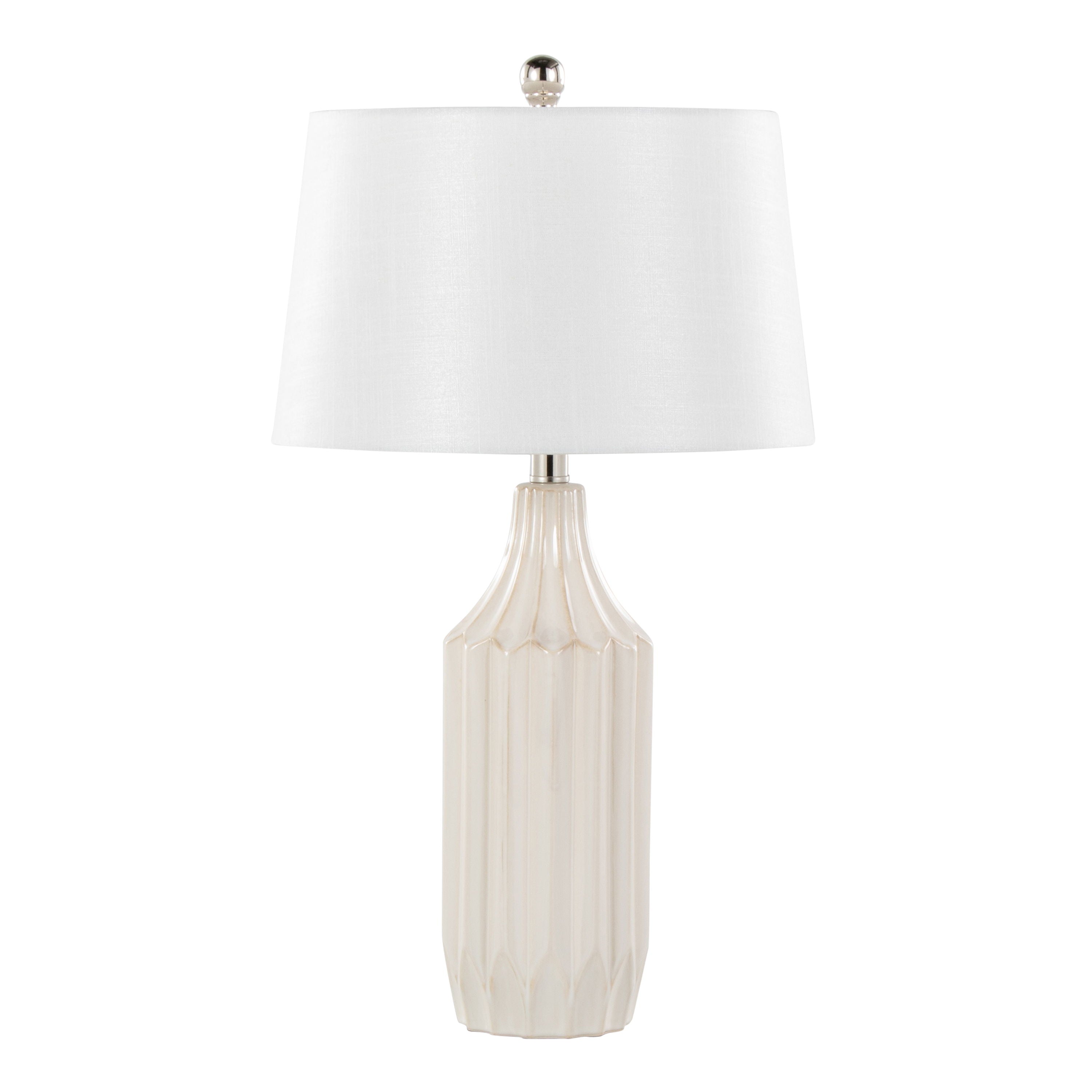 Stella - Contemporary Table Lamp - Gloss Cream / White