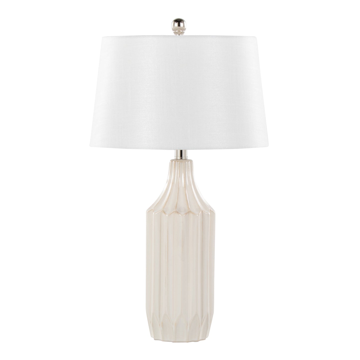 Stella - Contemporary Table Lamp - Gloss Cream / White