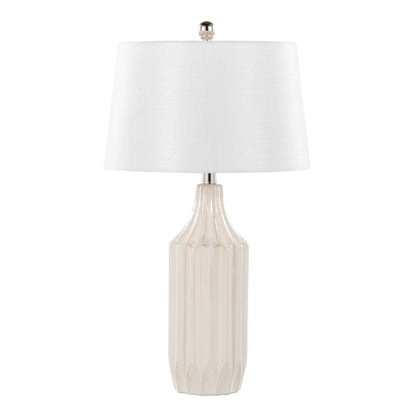 Stella - Contemporary Table Lamp - Gloss Cream / White