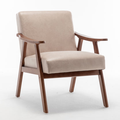 Mid Century Modern Wingback Accent Chair With Solid Wood Frame And Extra Thick Backrest - Lounge Chair For Living Room, Bedroom, Or Reading Room - Light Camel