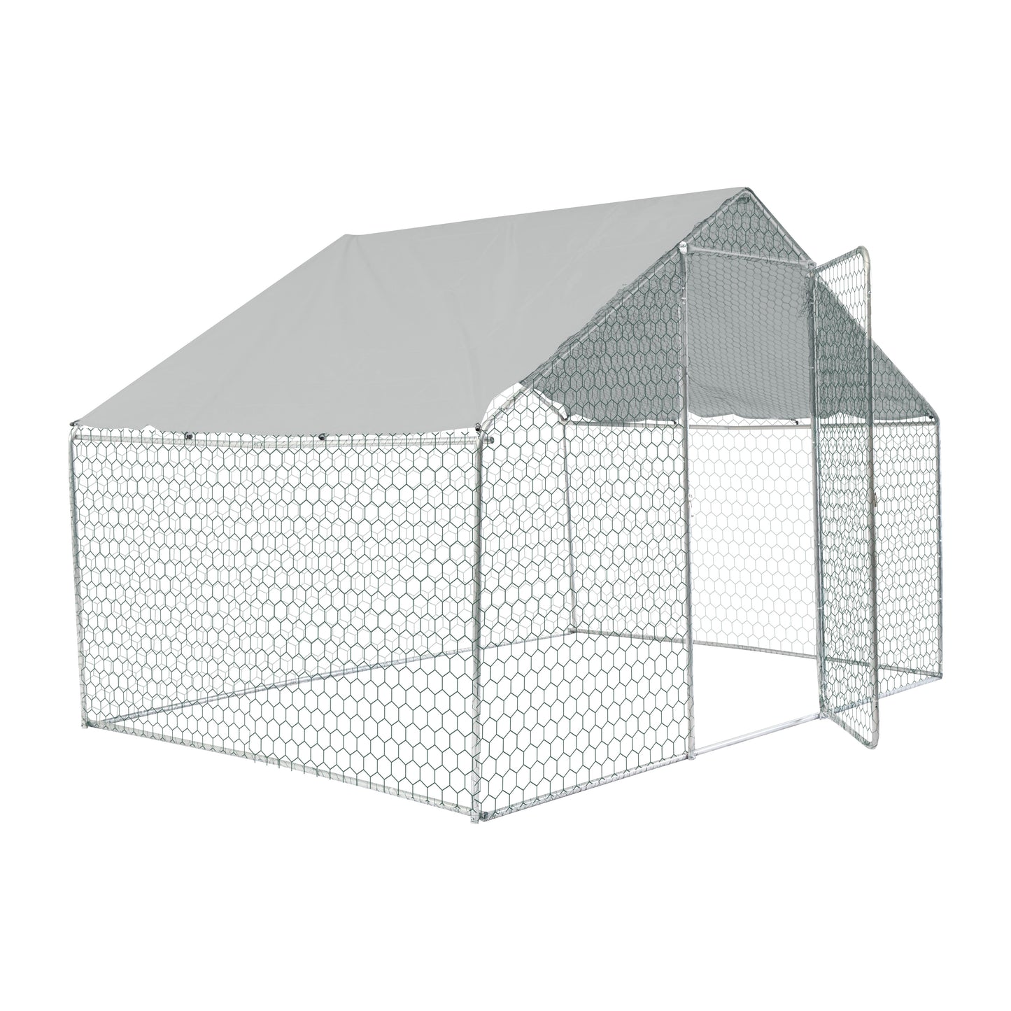 Xpt033 Outdoor Chicken Coop Metal Big Space - Silver Gray