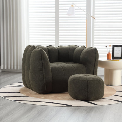 Soft Bean Bag Chair With High Resilient Foam (Chips) - Olive Green