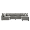 Modern Modular Cloud Sofa Bed, 6 Seat Chenille Sectional Couch Set With Ottoman, Free Combination, Convertible U Shaped Sleeper Sofa - Gray