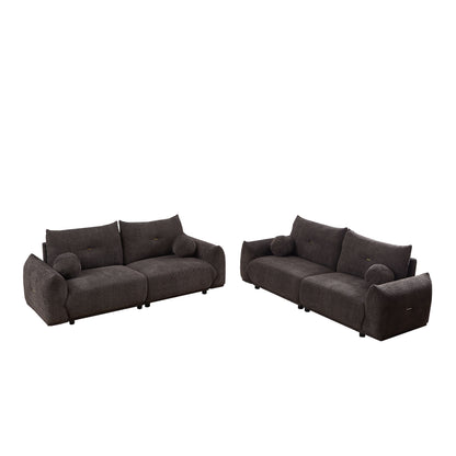 Lamb's Wool 2 Seater Cushion Sofa Comfortable Sofa For Living Room Bedroom And Other Casual Spaces Lamb's Wool Sofa With 2 Cushions And 2 Ball Pillows (Set of 2) - Gray