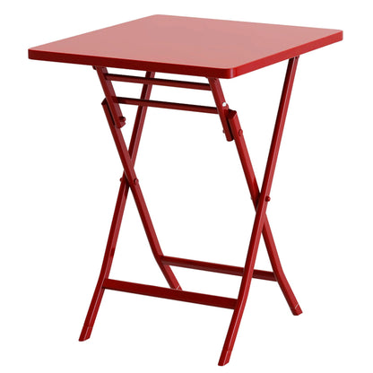 3 Piece Patio Bistro Set Of Foldable Square Table And Chairs - Red