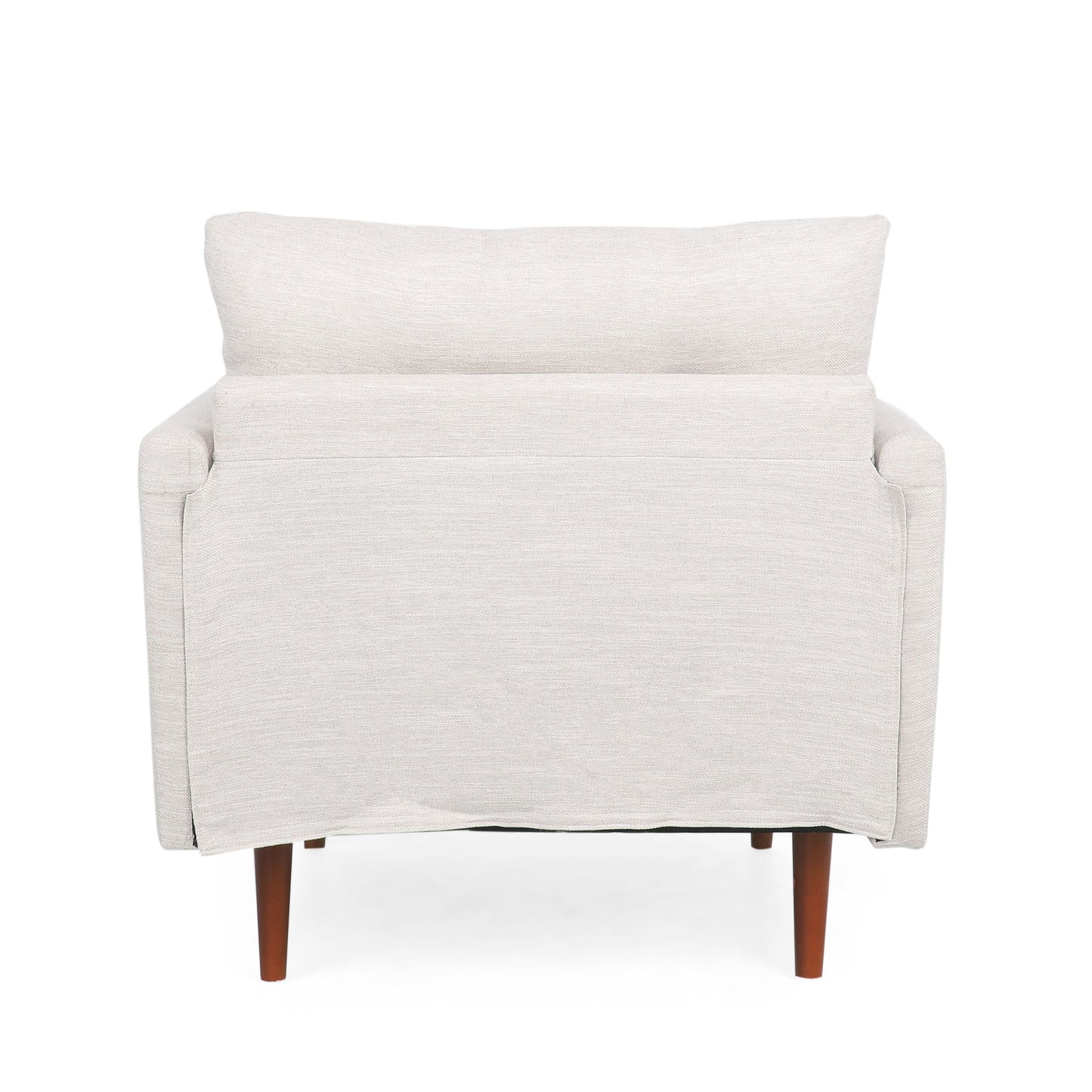 Contemporary Fabric Club Chair With Birch Wood Legs - Beige