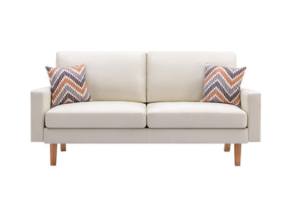 Bahamas - Linen Sofa And Chair With 2 Throw Pillows (Set of 2) - Beige