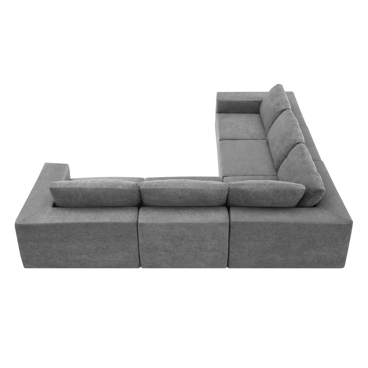 Modular L Shaped Sectional Sofa, Luxury Floor Couch Set, Upholstered Indoor Furniture, Foam - Filled Sleeper Sofa Bed 5 Pieces Free Combination - Gray
