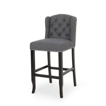 Solara - Fabric Tufted Counter Stool With Nailhead Accents (Set of 2) - Charcoal