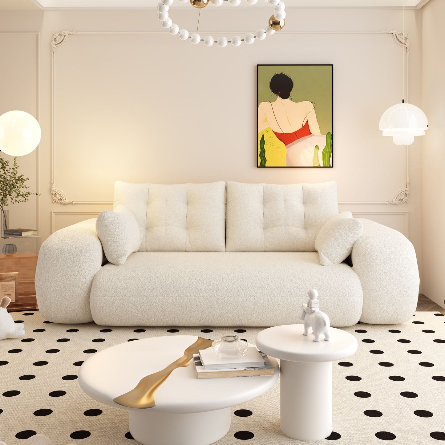 Human Dog Bed, Lazy Sofa Couch, Multifunctional Foldable Sofa Bed, 3 In 1 Teddy Fabric Sleeper Sofa Bed For Living Room Guest Bed, Playroom - Beige