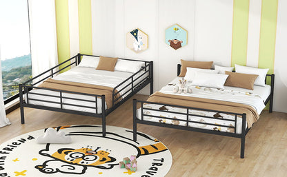 Full Long Over Queen Metal Bunk Bed - Black
