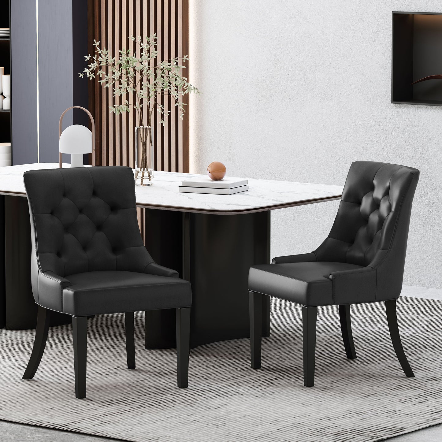Cheney - Dining Chair (Set of 2) - Contemporary Style With Tufted Diamond Stitching - Black