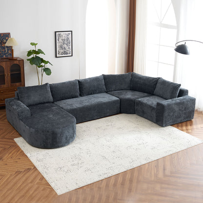Oversized Modular Sofa Cloud Sectional Sofa Set Upholstered Couches U - Shaped Sofa With Deep Seat For Living Room - Gray
